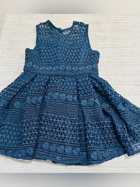 Bardot Junior Girls‎ Navy Lace Eyelet Sleeveless Dress Size 5